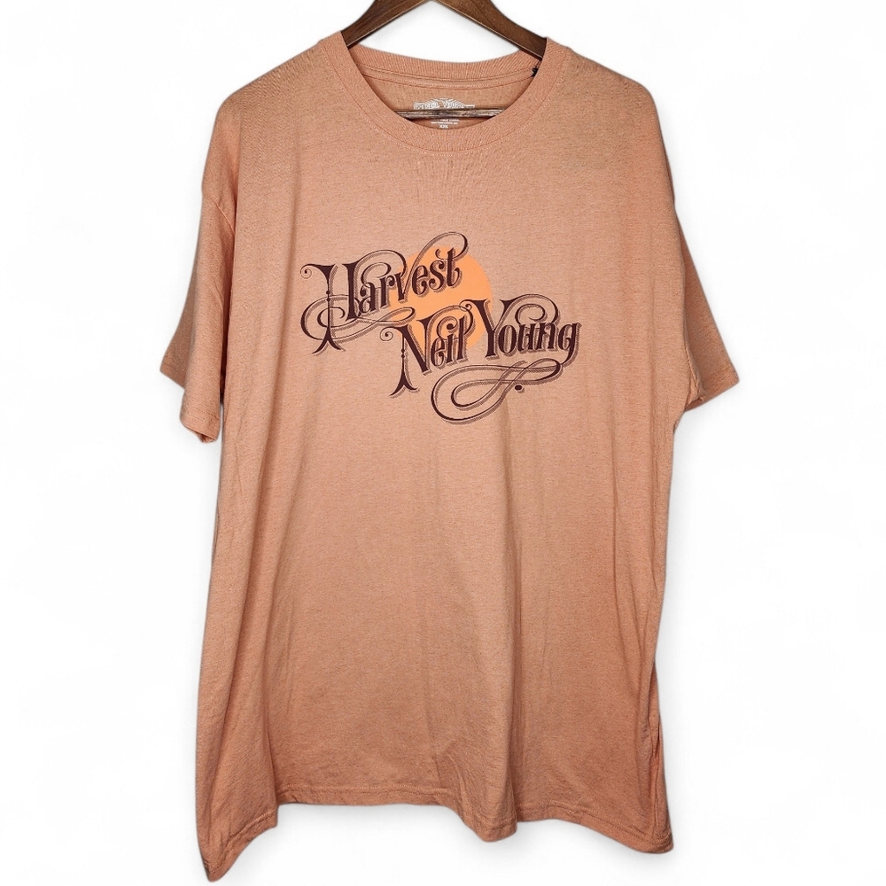 Neil Young Harvest Officially Licensed Short Sleeve Tee in Orange Size XXL